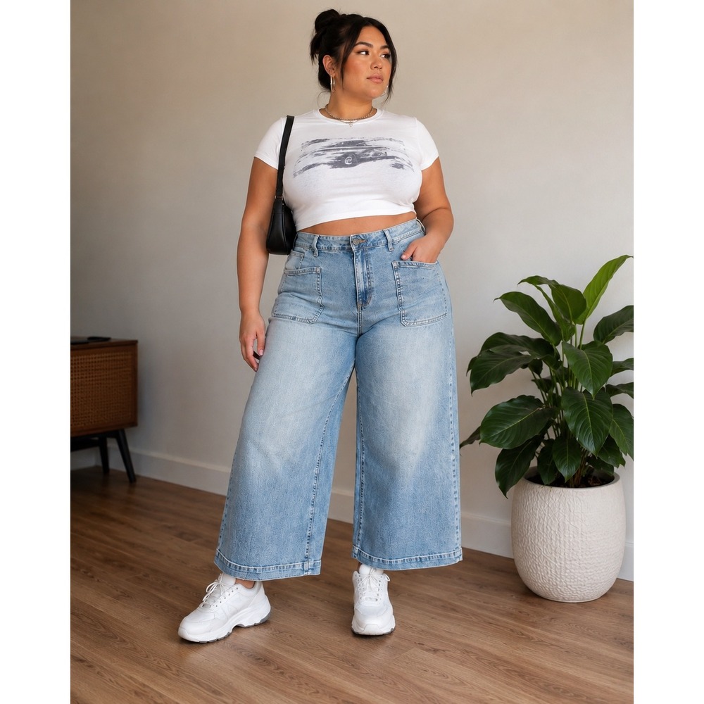Torrid Womens 26 High Rise Wide Leg Ankle Crop Jeans Vintage Stretch Light Wash